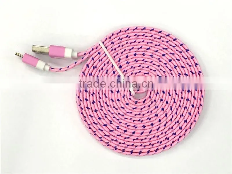 Mobile phone accessory micro data cable colorful weave usb cable