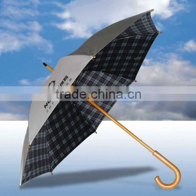 23"X8KX14MM wood rain/sun check umbrella