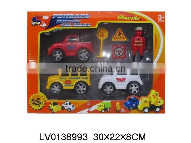 Hot-selling kids pull back police toy car 3 in 1 bilster card