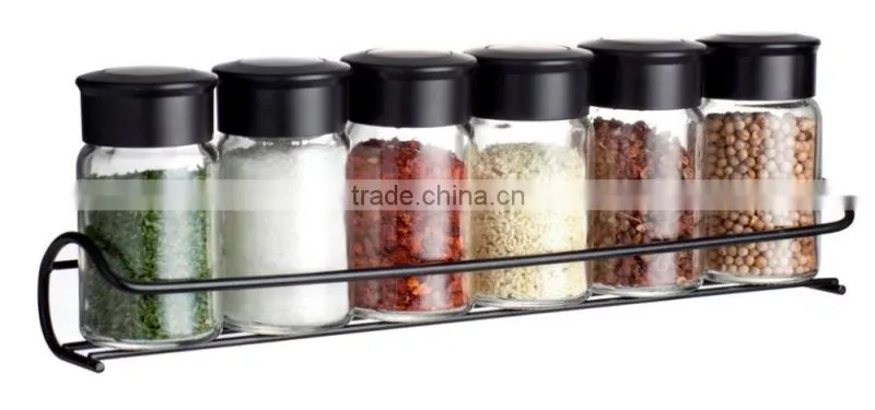 SINOGLASS trade assurane 90ml glass jar with plastic lid 6 pcs glass jars spice rack set
