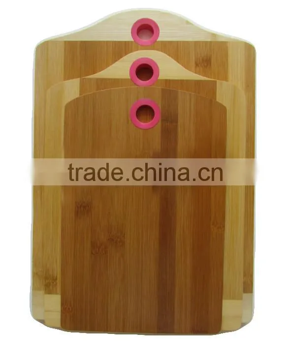 Silicone Hanging Circle 2 Color Tone Cheese Bamboo Wooden Chopping Board Set