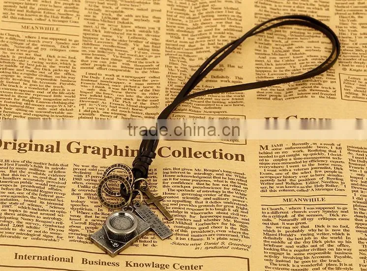 N0014 wholesale Scissors leather necklace fashionable design latest necklace
