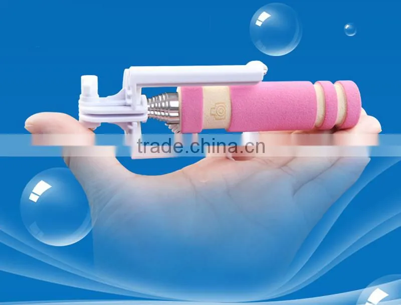 Wholesale factory cable take pole with cable NO need bluetooth No need charger Selfie stick