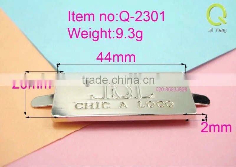 wholesale fashion leather luggage metal logo q-2301