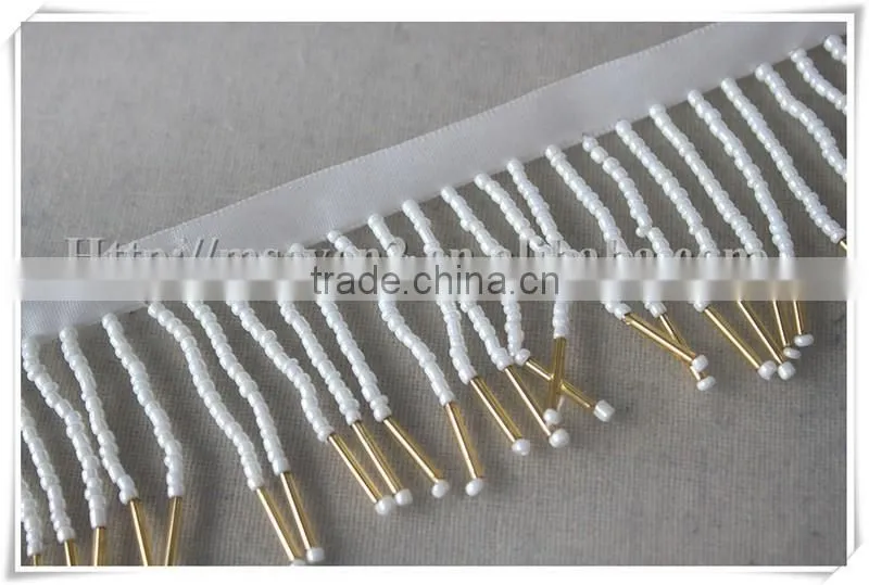 China fashion white beaded fringe trim Lampshade beads Fringe for decoration