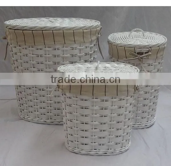 2016 wholesale cheap willow trash can baskets with with handle