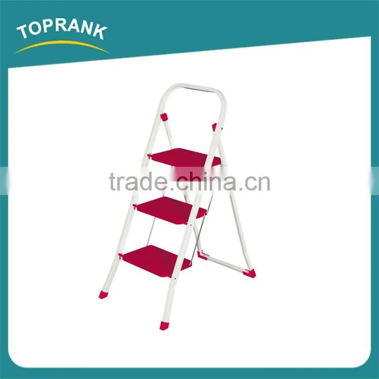 Household 3 Steps Folding Iron Ladder With Powder Coated