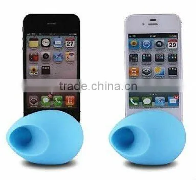 Eco-friendly silicone cute design cell phone holder with loud-speaker