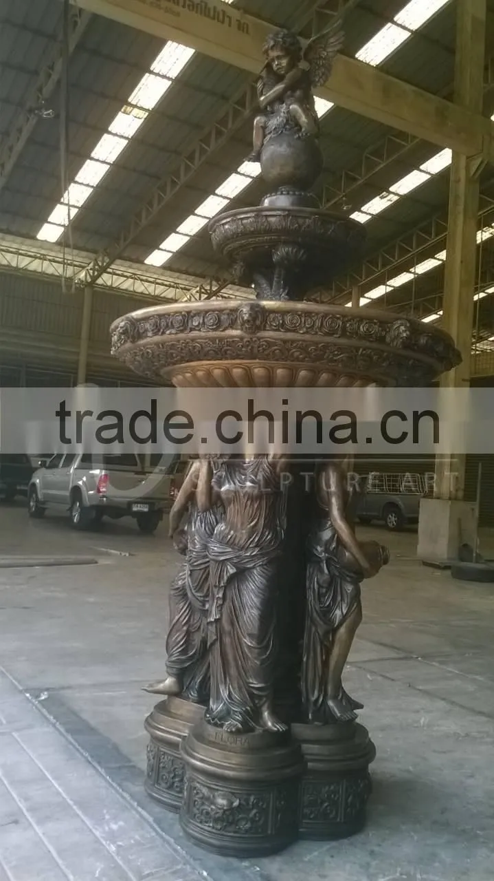 outdoor graden decoration sexy girl statue copper water fountain
