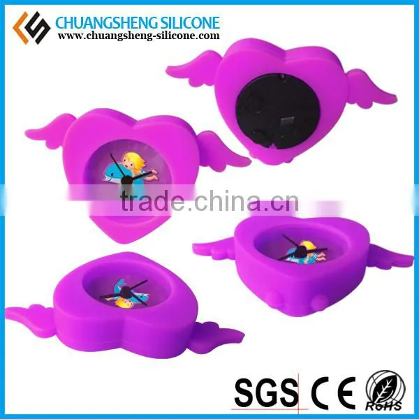 angel wings shape silicone table clock, silicone desk clock