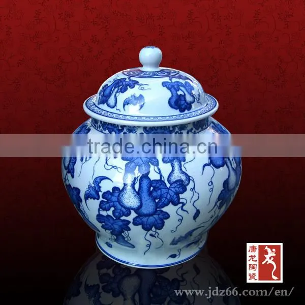 Decorative large ancient Chinese porcelain jar