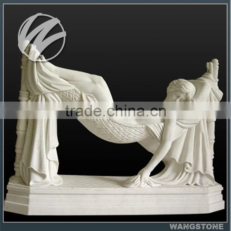 Hand Carved Girl Head Bust Stone Statue