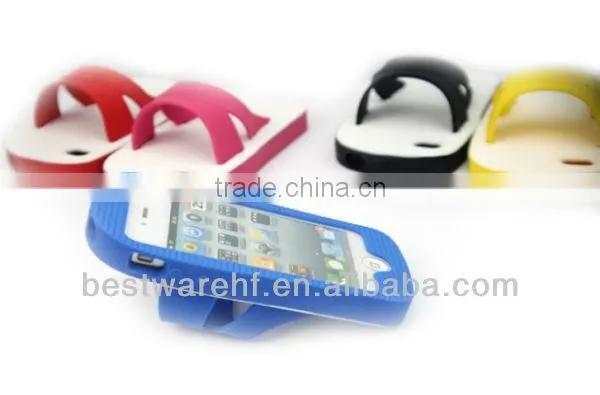 Fashion slippers shape silicone mobile cellphone case for apple iphone4 4s 5 5c 5s