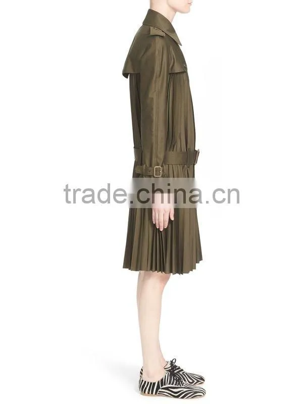 Women pleated overcoat/overwear,women slim skirted dress,