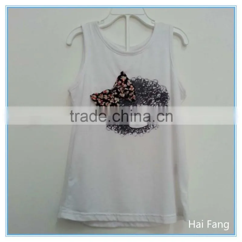 OEM Children Girls Printed Vest, Summer Hot Vests Tops, Knitted Fabric Underwear Set