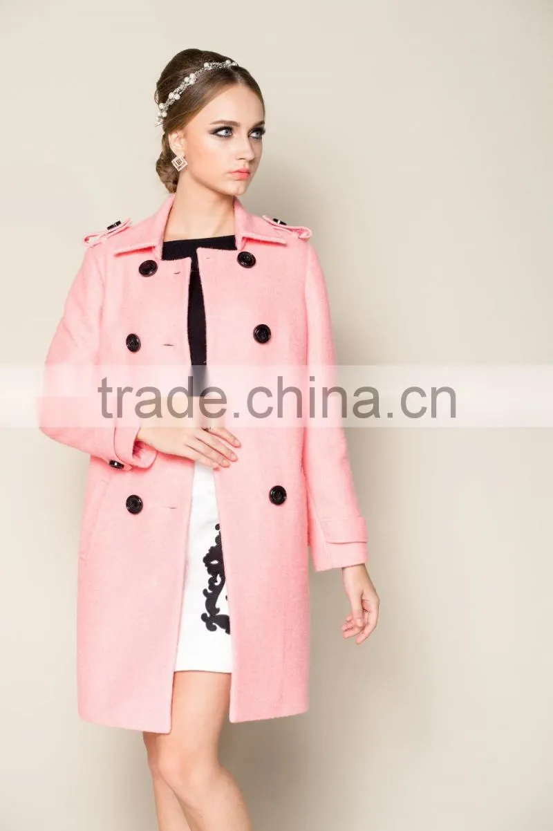 2015 latest plain high end long style women's winter warm long coat jacket