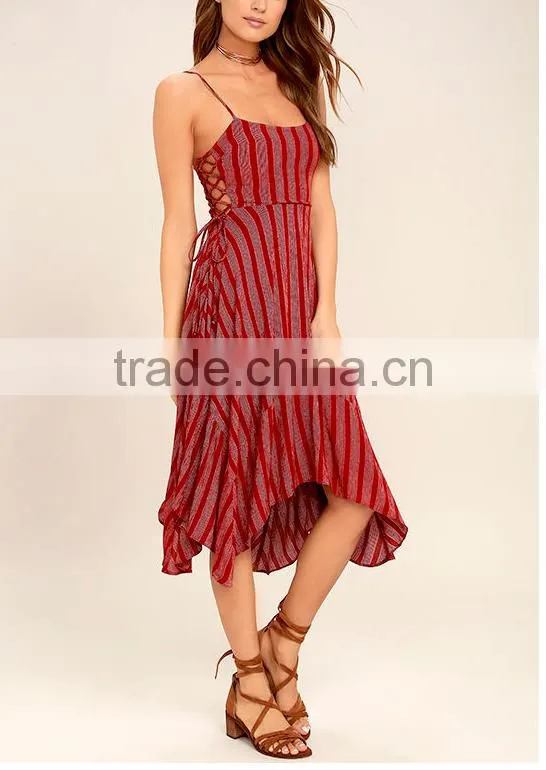 2017 new design women summer dress sexy sleeveless slit midi dress