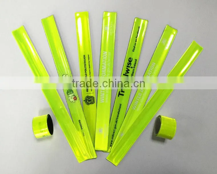 Custom night high visibility reflective Cuff Strap Snap Pop Band Bracelets
