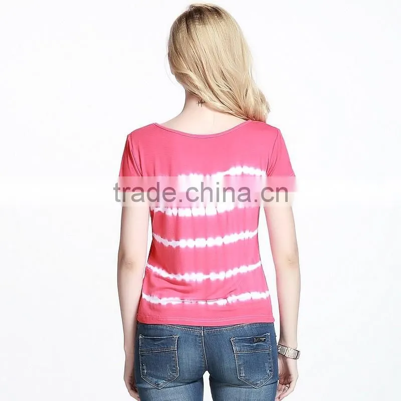 Ladies pink tie-dyed tee shirts in bulk