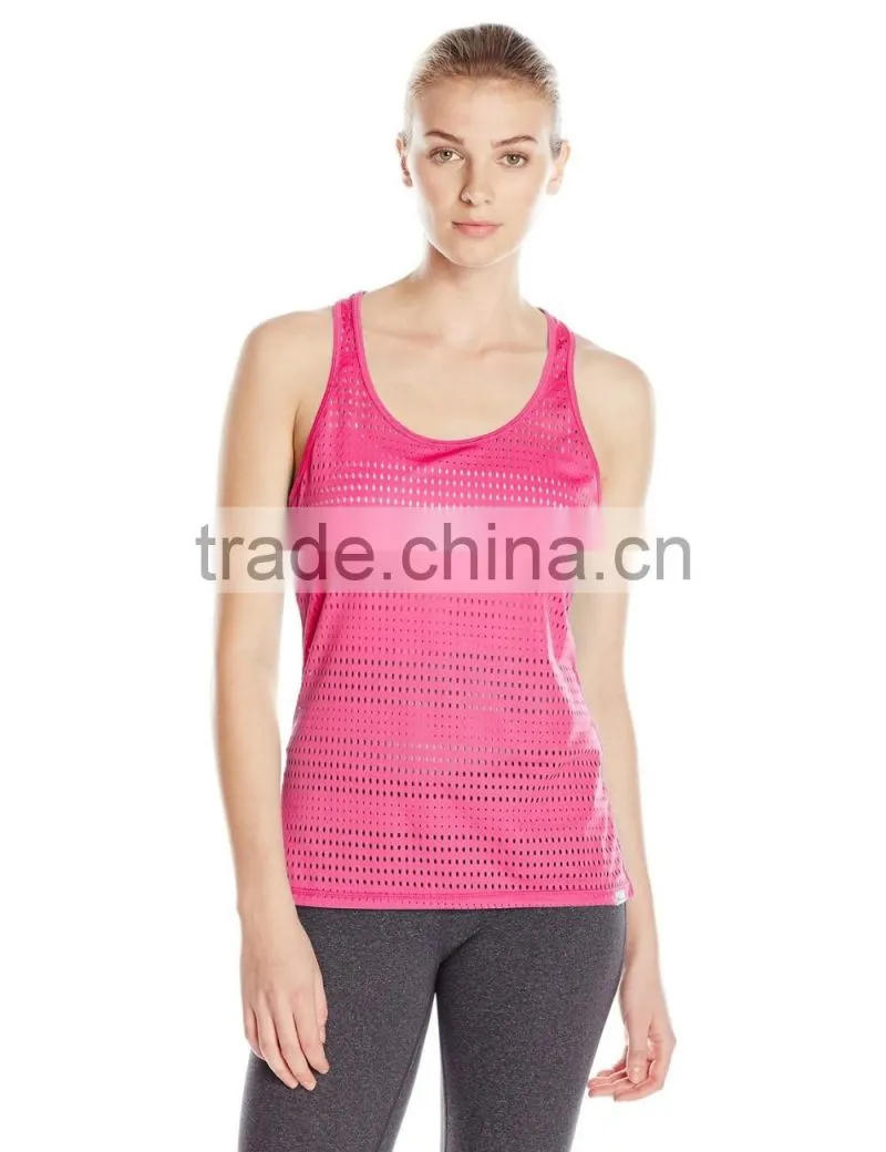 Women's Curved Hem Bright Color Mesh Tank Clothing Manufacturer