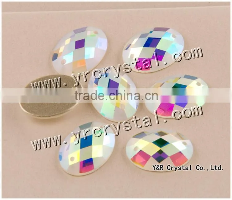 sew on fish eye ab rhinestones beads crystal glass beads AB color with two holes or not