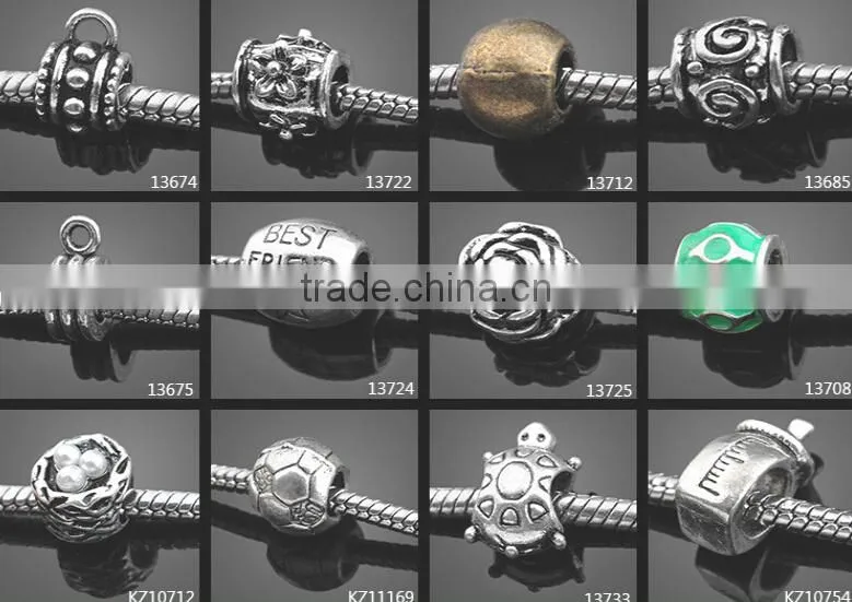 European Fashion Bracelet Charms Alloy Metal Beads Findings Metal Assorted Charms