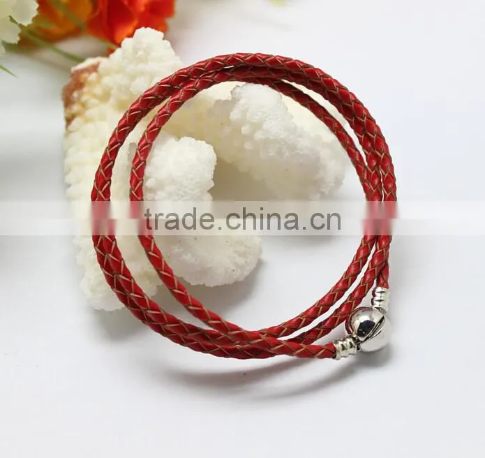 Unique New Plain Braided Leather Cord DIY Clasp Bracelet Leather Jewelry, Accessories for Beads Bracelet Jewelry