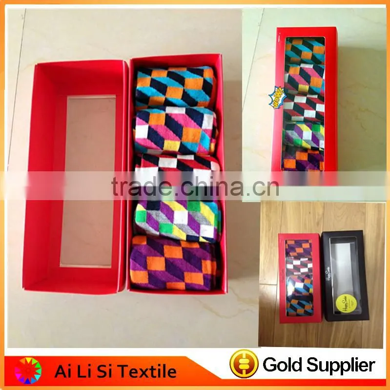 Professional Custom Man Dress Socks Happy Socks Unisex Gift Box with great price