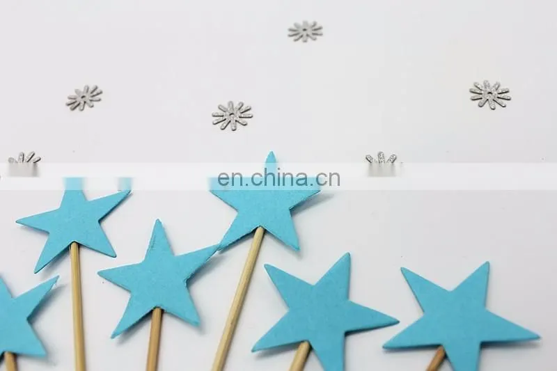 Blue Stars Cupcake Topper Birthday Party Cake Decorations