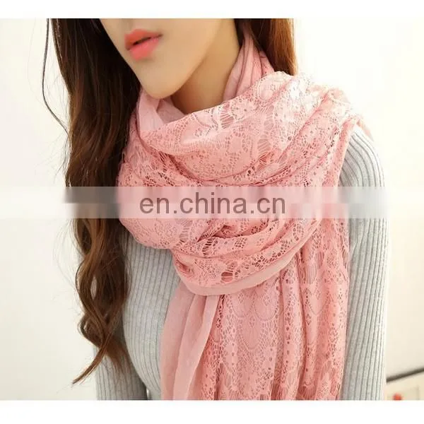 Fashion Women Pure Cotton Lace Scarf Sunscreen Beach Scarf Multi-color In Stock