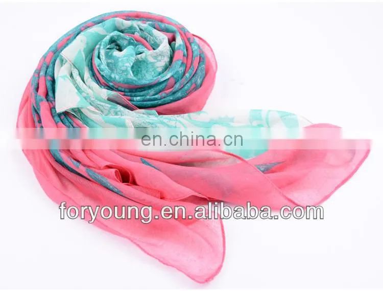 Flower Printed Polyester Scarf