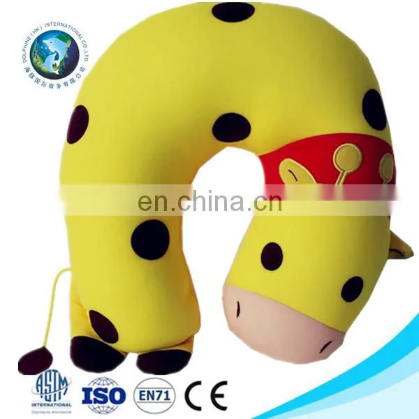 Personalized travel animal neck pillow custom cute plush giraffe toy soft funny neck pillow