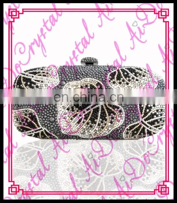 Aidocrystal 2016 new arrival leaf patterns crystal beaded clutches handmade evening bag ladies party bags