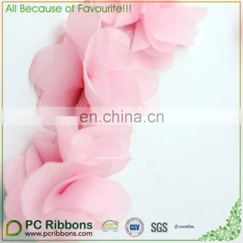 Handmade shabby chiffon lace flower solf ruffle flower trim