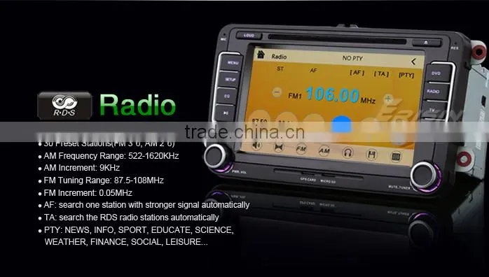 Erisin ES7698V 7" Car Radio DVD GPS Seat Golf 5 6 Passat Caddy Polo Skoda