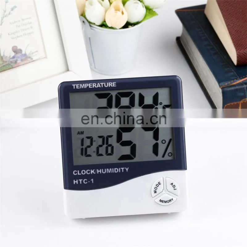 HTC-1 Digital LCD Electronic Thermometer Humidity Meter Hygrometer Weather Station Indoor With Alarm Clock