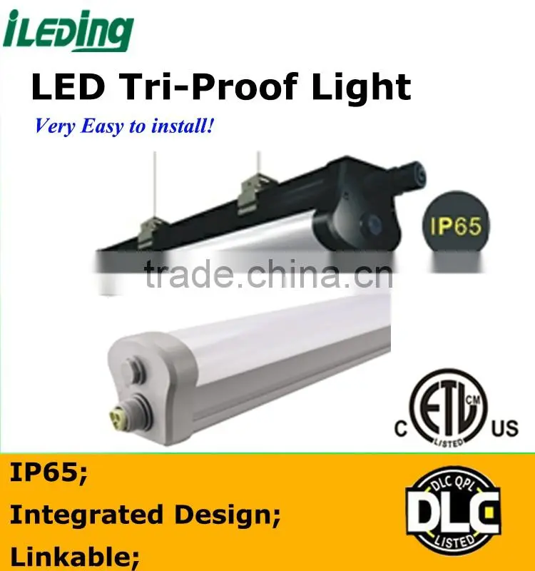 DLC listed 50,000 lifetime Linkable IP65 Integrated led tri-proof light fixture