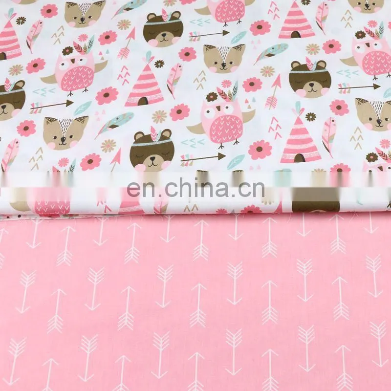 Cartoon arrows bear baby owl print kindergarten cotton bedding draperies all cotton fabric