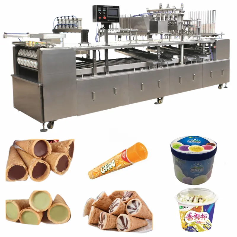 continuous freezer Small Soft Cone Ice Cream Making Filling Machine Gelato Ice Cream Maker Machine Ice-cream Helado Suave Extruder Machine Cone cup filling