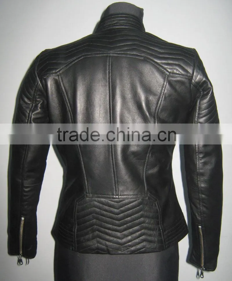 european fashion style leather jacket for women