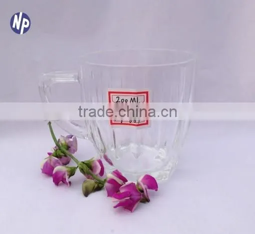 200ml clear glass drinking mugs with handle