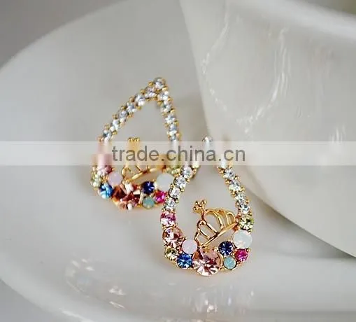 2014 hot sell fashion crystal rhinestone teardrop earring