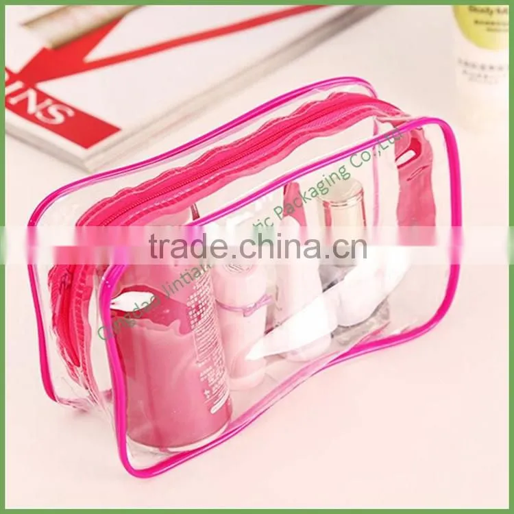 Transparent Custom Cosmetic PVC Plastic Make Up Bag Travel Bag