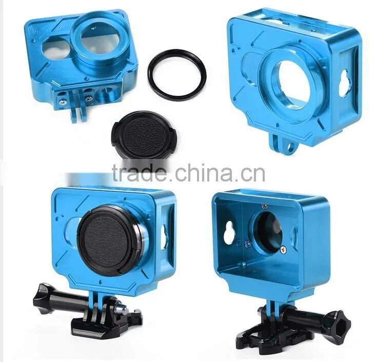 CNC Aluminum xiaoyi camera Frame Protective Shell Case with Mount& lens cover for XIAOMI Yi Sports Camera