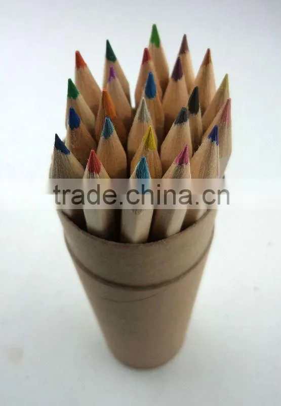 7 inch promotional natural recycled wooden colored pencils in tube box 24 pieces set