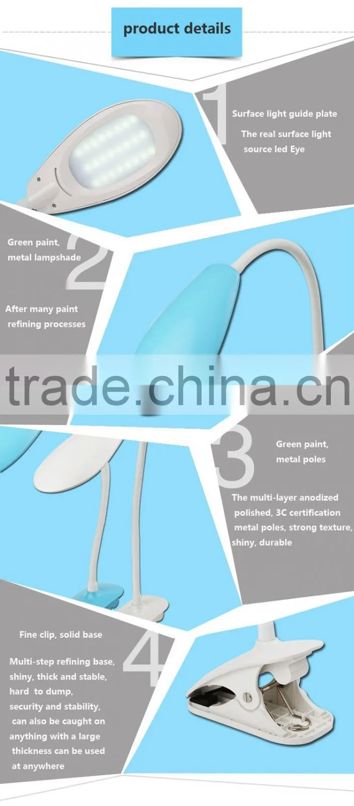 JK866-C LED Desk light LED table Flexible lamp LED Work light clip