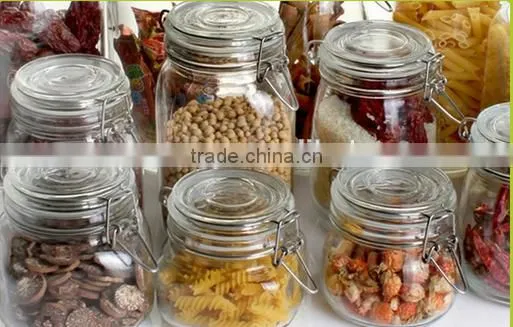 Cheap Wholesale clear elegant glass grains container food storage jar with lid