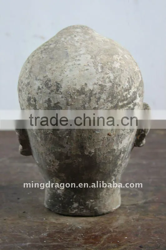 Chinese Antique Wooden Buddha Head Sculpture