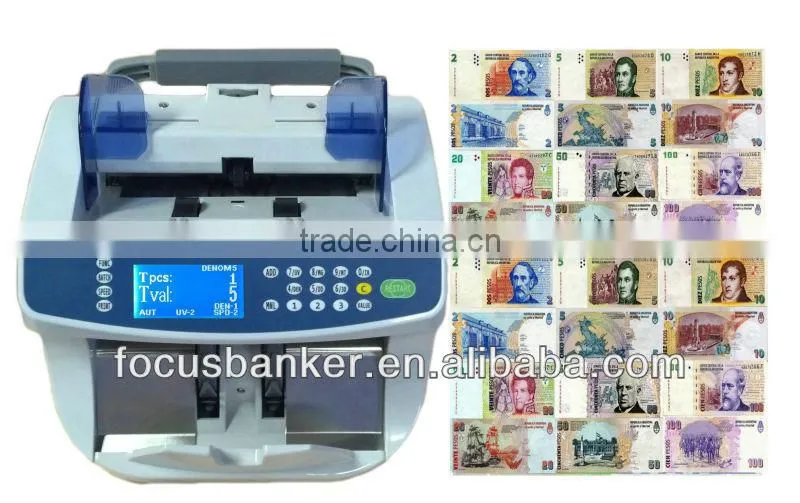 (Attractive Price! ! !) Cash Counting Machine with DD and 3D Size Detection for Argentine peso(ARS) & Many other Currency