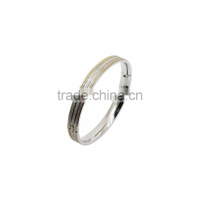 Stainless steel bangle simple round gold plated diamond dust bangle jewelry